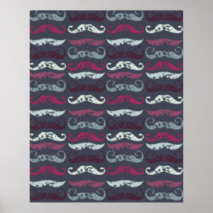 Distressed Retro Moustache Print