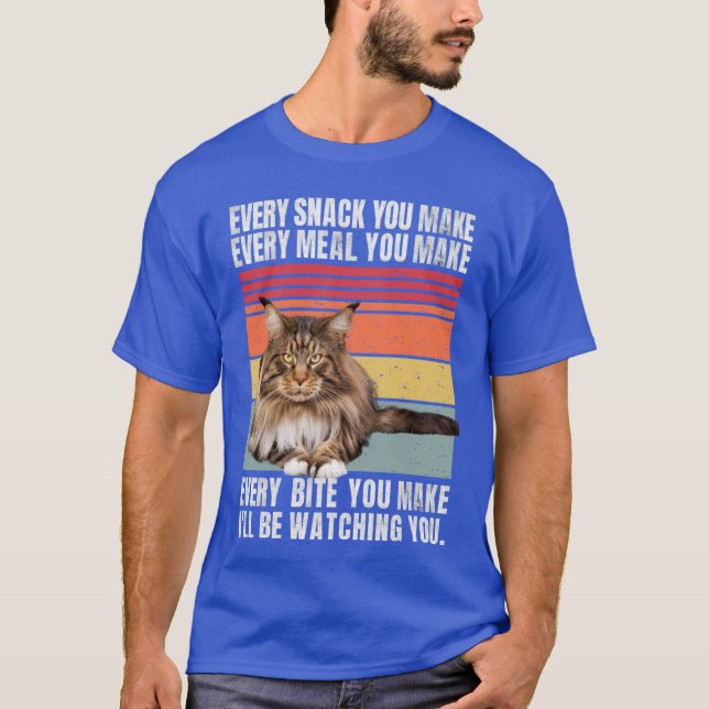 Distressed Retro Stripe Maine Coon Cat Funny Quote T-Shirt (Front)
