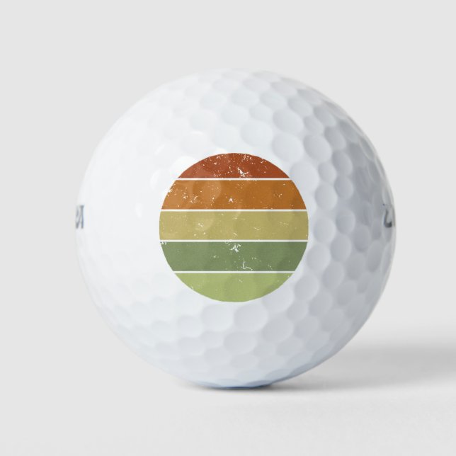 Distressed Retro Sunset Golf Balls (Front)
