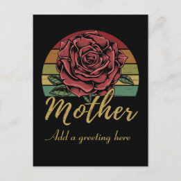 Distressed Retro Sunset Red Rose Mother Postcard