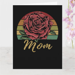 Distressed Retro Sunset Red Rose Mum Card