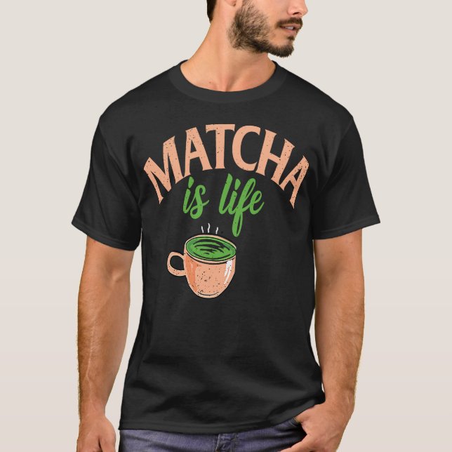 Distressed Retro Vintage Matcha Tea Drinker T-Shirt (Front)