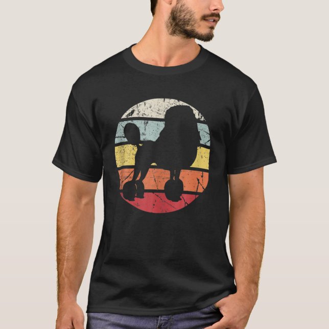 Distressed Retro Vintage Sunset Poodle T-Shirt (Front)