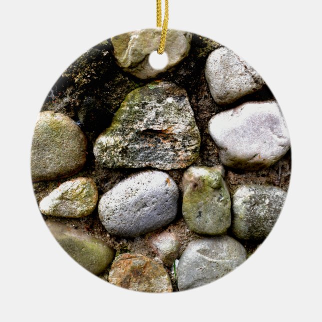 Distressed Rocks stones fieldstone pattern Ceramic Tree Decoration (Front)
