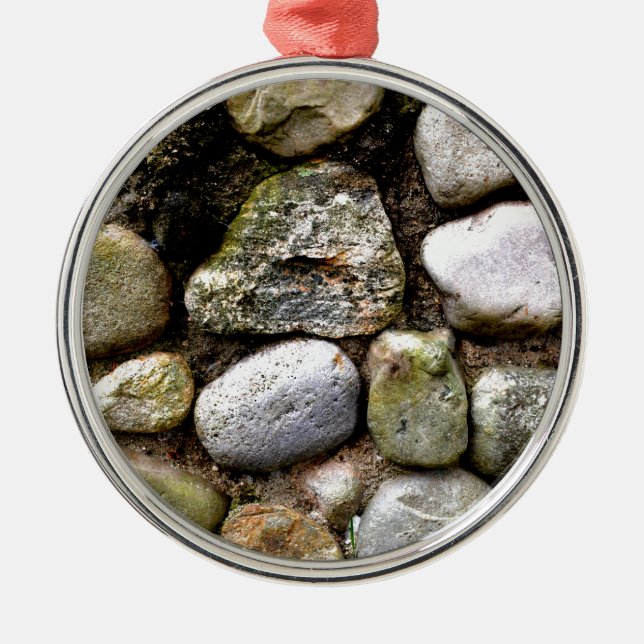 Distressed Rocks stones fieldstone pattern Metal Tree Decoration (Front)