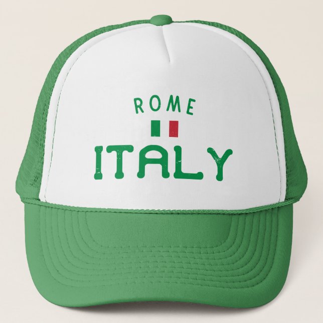 Distressed Rome Italy Trucker Hat (Front)