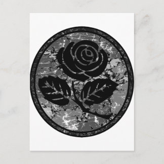 Distressed Rose Silhouette Cameo - Black & Grey Postcard