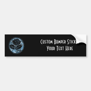 Distressed Rose Silhouette Cameo - Blue Bumper Sticker