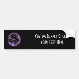 Distressed Rose Silhouette Cameo - Purple Bumper Sticker