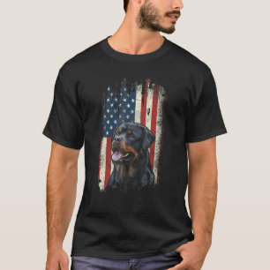 Distressed Rottweiler American Flag Patriotic Dog T-Shirt