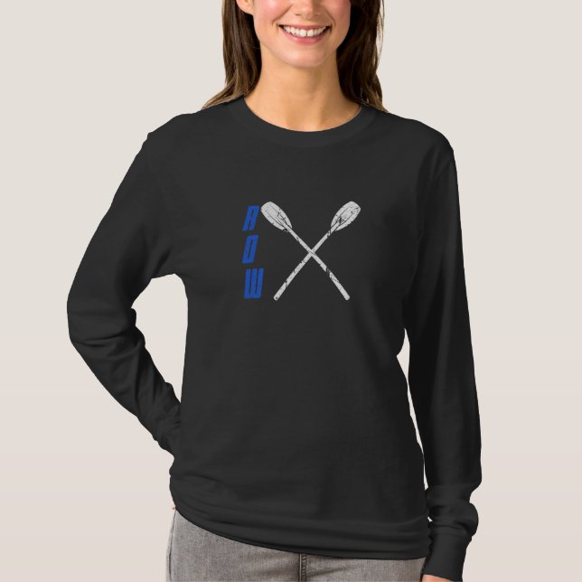 Distressed Row Boat Rowing Team Fans T-Shirt (Front)
