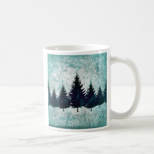 Distressed Rustic Evergreen Pine Trees Forest Coffee Mug