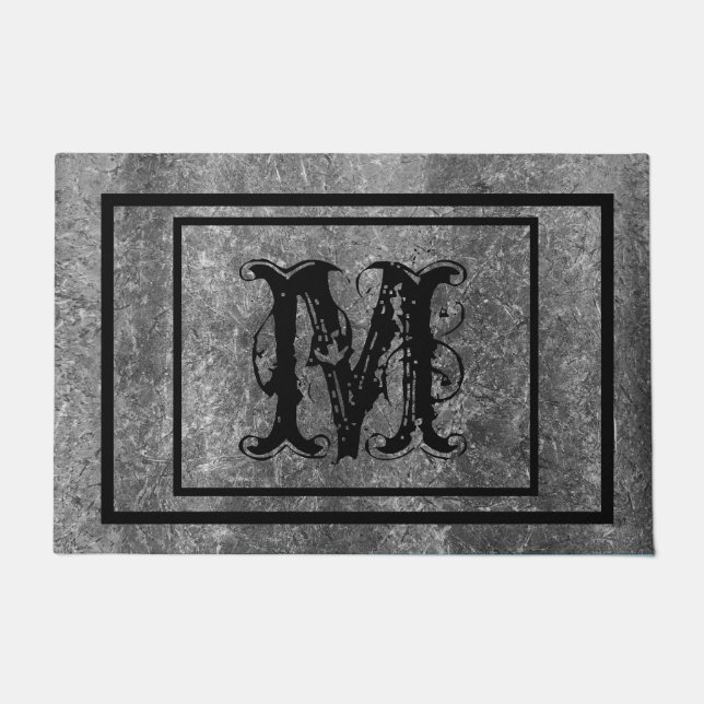 Distressed Rustic Stone Monogram Personalised Doormat (Front)