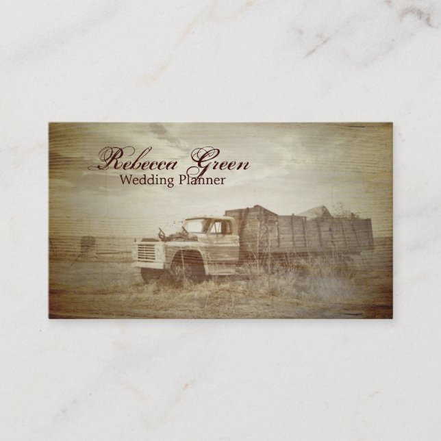 Distressed Rustic western country farm truck Business Card (Front)