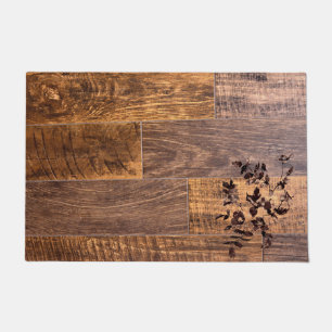 Distressed  Rustic Wood grain, country roses  Doormat