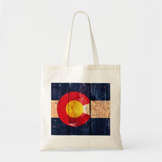 Distressed rustic wooden Colorado state flag Tote Bag (Front)
