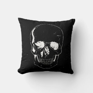 Distressed Scary Halloween White Skull Cushion