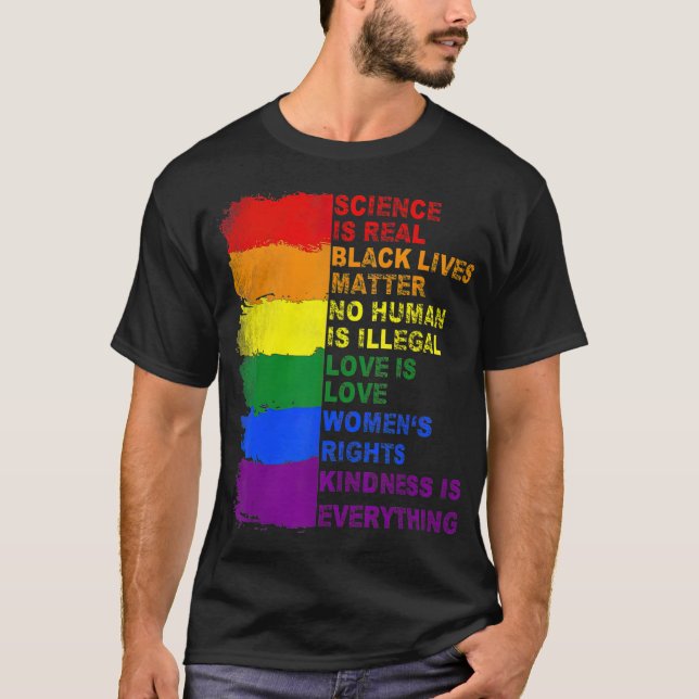 Distressed Science Is Real Black Lives Matter LGBT T-Shirt (Front)