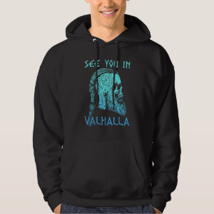 Distressed See You In Valhalla Skull Viking Hoodie