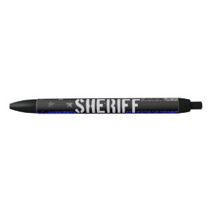 Distressed Sheriff Police Flag Black Ink Pen