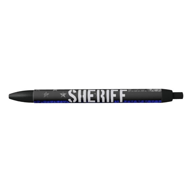 Distressed Sheriff Police Flag Black Ink Pen (Front)