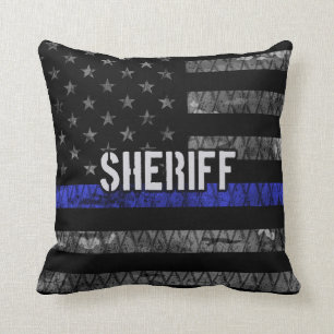 Distressed Sheriff Police Flag Cushion