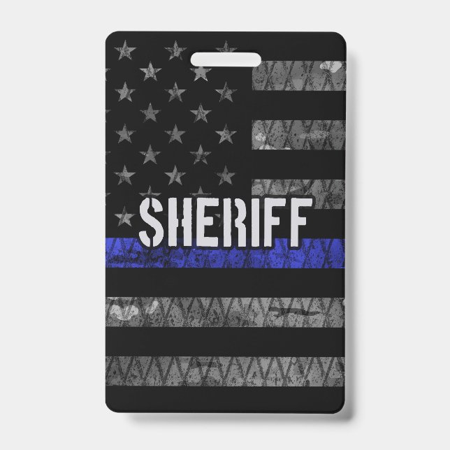 Distressed Sheriff Police Flag ID Badge (Front)