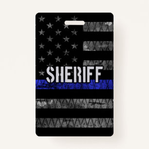 Distressed Sheriff Police Flag ID Badge