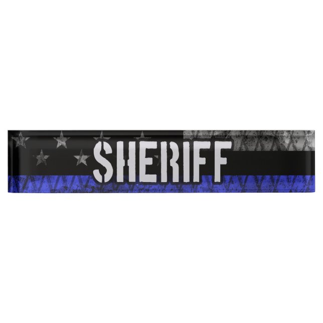 Distressed Sheriff Police Flag Nameplate (Front)