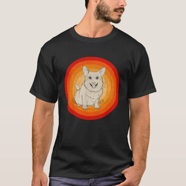 Distressed Shiba Inu Dog  Retro Style T-Shirt (Front)
