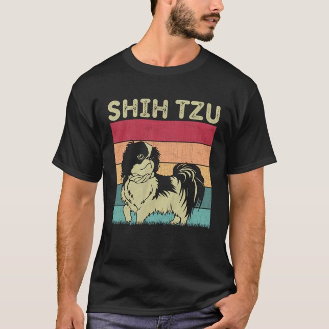 Distressed Shih Tzu Dog  Boys Girls Retro Shih Tzu T-Shirt (Front)