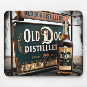 Distressed Sign Advertising OLD DOG RUM Mouse Mat