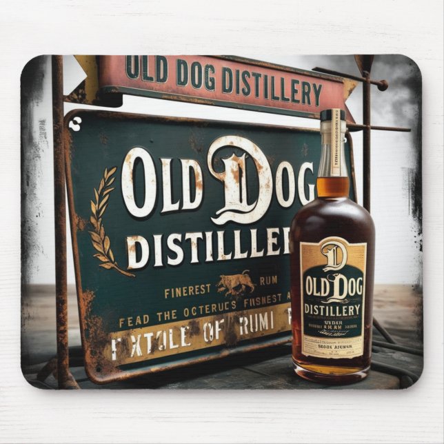 Distressed Sign Advertising OLD DOG RUM Mouse Mat (Front)