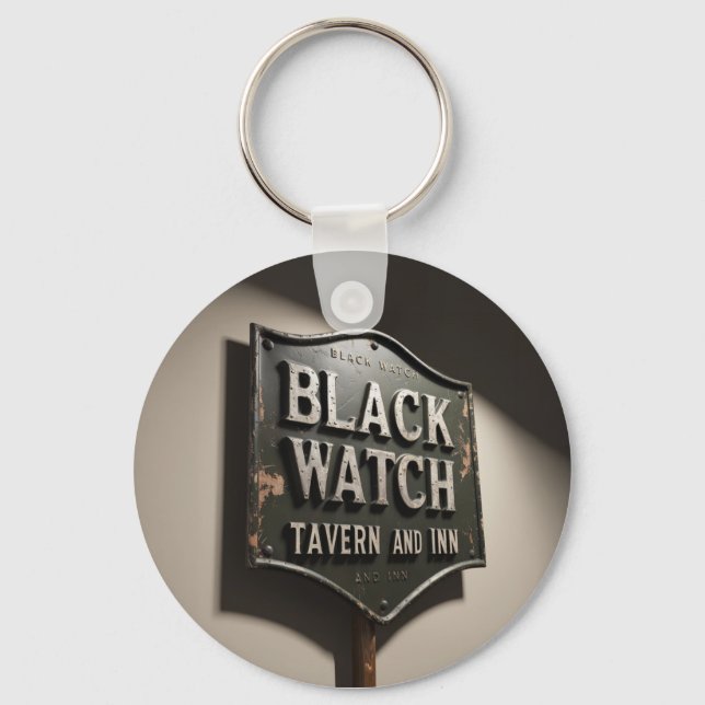 Distressed Sign Black Watch Inn Key Ring (Front)