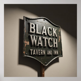 Distressed Sign Black Watch Inn Poster