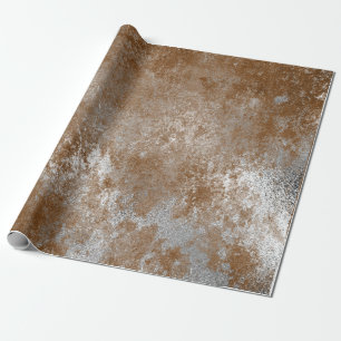 Distressed Silver Brown Maroon Rust Wrap Wrapping Paper