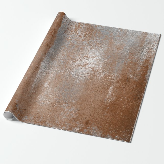 Distressed Silver Brown Maroon Rust Wrap Wrapping Paper (Unrolled)