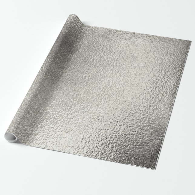 Distressed Silver Metallic Texture 10 Wrapping Paper (Unrolled)