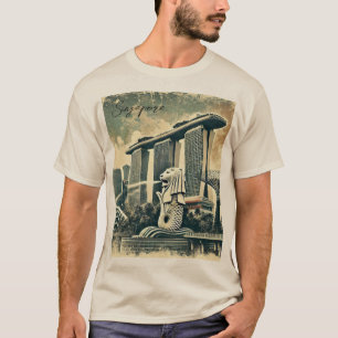 Distressed Singapore Merlion Marina Bay Sands T-Shirt