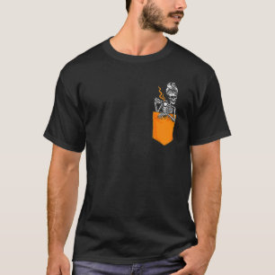 Distressed Skeleton Messy Bun Coffee Skull drinkin T-Shirt