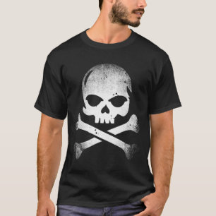 Distressed Skull And Crossbones Pirate Skull Cross T-Shirt