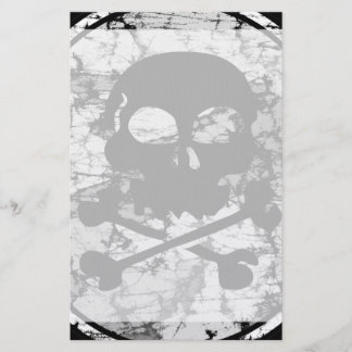 Distressed Skull & Crossbones Silhouette B&W Stationery