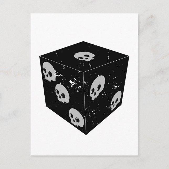 Distressed Skull Drawings Dice Postcard (Front)