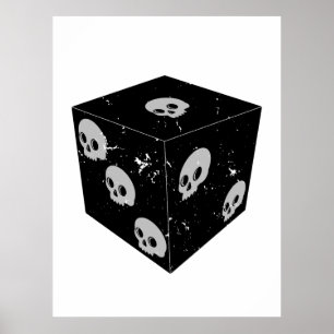 Distressed Skull Drawings Dice Poster
