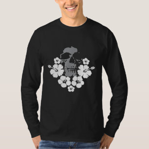 distressed skull hibiscus hawaii aloha surf vibe T-Shirt