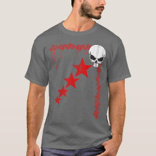 Distressed Skull/Star Pattern T-Shirt (Red)