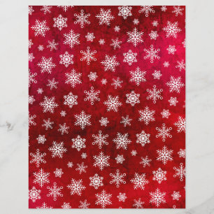 Distressed Snowflake Scrapbook Paper - Red