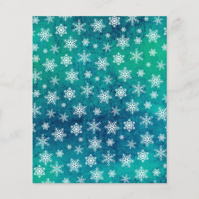Distressed Snowflake Scrapbook Paper - Teal (Front)