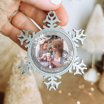 Distressed Snowflakes Silver Photo Monogram Snowflake Pewter Christmas Ornament<br><div class="desc">Customise this ornament with your family photo and add your family name along with the year for this great Christmas keepsake.</div>