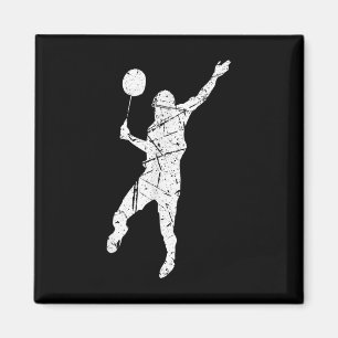 Distressed Sport Badminton Player Sporty Family Ma Magnet